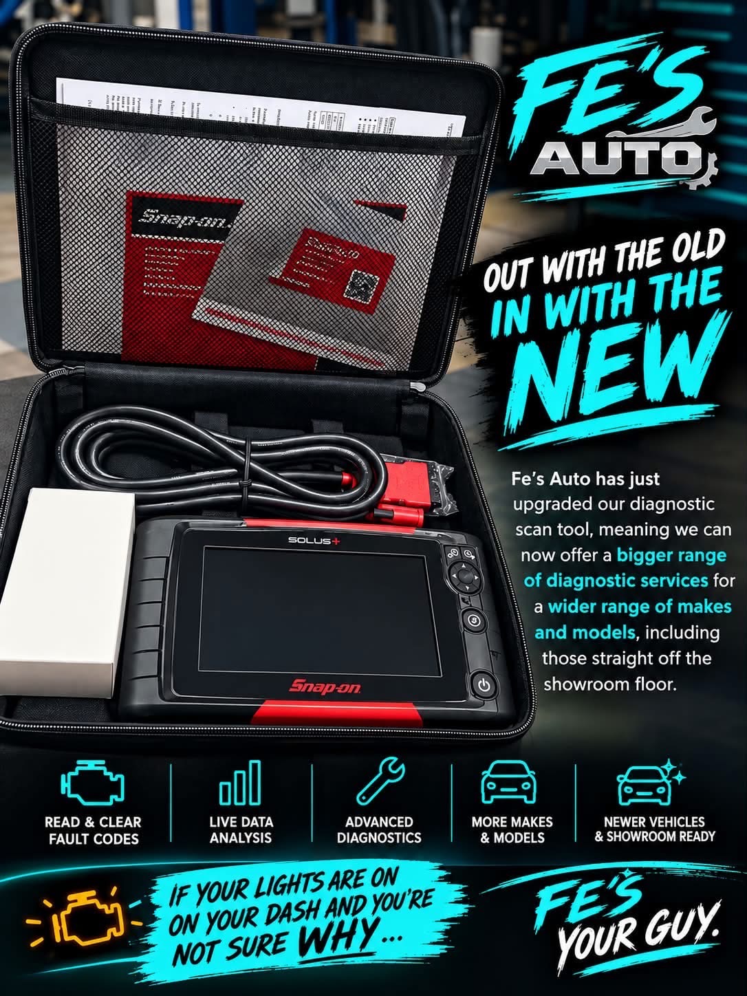 FE's Auto upgraded Snap-on diagnostic scan tool and diagnostic services